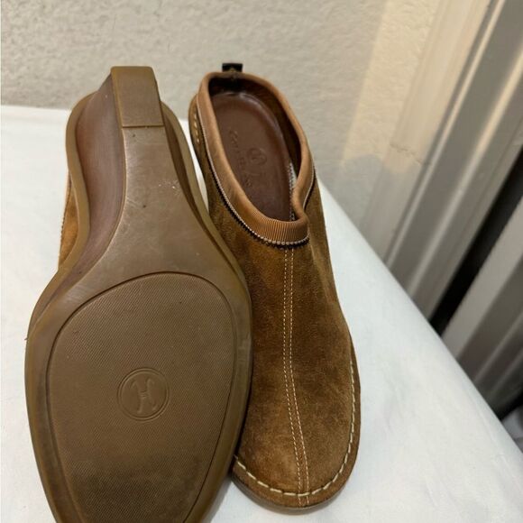 Cole Haan Jaynie Suede Leather Wedge Clogs Mules Slip on Shoes Tan Size 8 - Picture 9 of 10